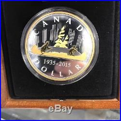 1935-2015 Canada MC #1 Voyageur 2 oz Gold-Plated Pure Silver Renewed Dollar Coin