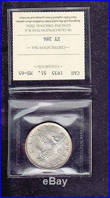 1935 Canada 1$ Dollar Silver Coin M S 6 5