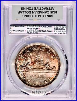 1935 Canada George V Voyager Silver Dollar Coin PCGS MS64 Rainbow Toned KM30