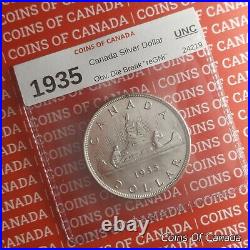 1935 Canada Silver Dollar Coin Uncirculated with Nice Die Break #coinsofcanada