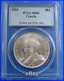 1935 MS 65 Canada Silver Dollar PCGS Certified Canadian $1 Coin