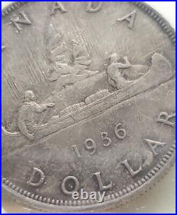 1936 Canada Silver Dollar Iccs Certified Ms-64 1 Dollar Coin