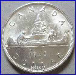 1936 Canada Silver One Dollar Coin. NICE GRADE (RJ94)