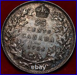 1936 King George V 25 Cent Choice Better Date AU+++ Silver Coin Canada 1936 King George V 25 Cent Choice Better Date AU+++ Silver Coin Canada