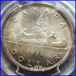 1936 Silver Canada Voyageur Dollar King George V Coin Pcgs Mint State 64