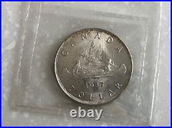 1937 $1 Canada Silver Dollar Coin ICCS MS-64