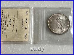 1937 $1 Canada Silver Dollar Coin ICCS MS-64