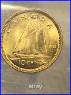 1937 Canada 10 Cents Dime Silver Coin ICCS MS-65 King Edward VIII Fantastic Coin