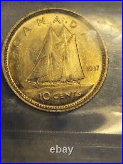 1937 Canada 10 Cents Dime Silver Coin ICCS MS-65 King Edward VIII Fantastic Coin