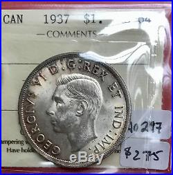 1937 Canada 1 Dollar Silver Coin One A0297 $275 ICCS MS 64 Attractive Original