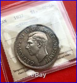 1937 Canada 1 Dollar Silver Coin One Dollar ICCS Matte Specimen SP64 Undergraded