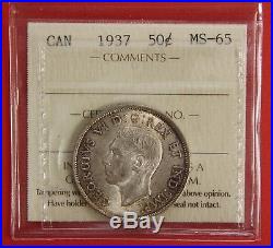 1937 Canada Silver Half Dollar 50 Cent Coin ICCS MS Gem 65 Trends $1550 Sale
