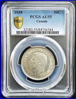 1938 Canada Silver 50 Cents Half Dollar PCGS AU55 About Unc 50C Classic Coin