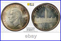 1939 MS-63 PQ TONED Canadian Silver Dollar Coin PCGS Certified
