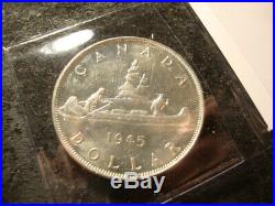 1945 BU AU BU Canada Silver Dollar Bice Coin DDS