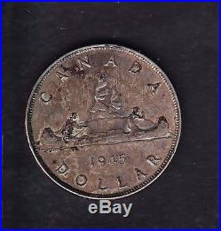 1945 Canada 1$ Silver Dollar Coin