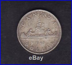1945 Canada 1$ Silver Dollar Coin