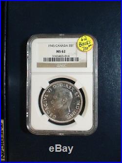 1945 Canada Silver Dollar NGC MS62 BETTER KEY DATE $1 COIN BUY IT NOW