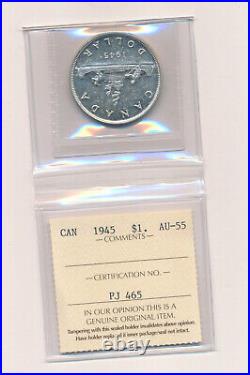 1945 Canada Silver Dollar Rare Item to Complete your Coin Collection ICCS Coin