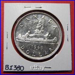 1945 Canada Silver One Dollar Coin BI380 $325 AU+ Lightly cld Key Date