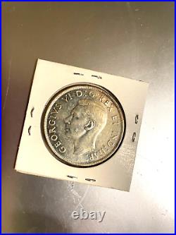 1945 Canadian Silver Dollar AU Very Low Mintage Coin