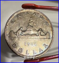 1946 Canada Silver $1 Dollar Coin Rainbow Patina