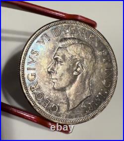 1946 Canada Silver $1 Dollar Coin Rainbow Patina