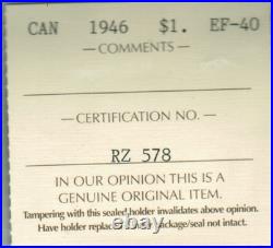 1946 Fine Silver Dollar, Excellent Coin, King George VI Iccs Ef40