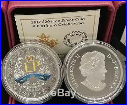 1947-2017 70th A Platinum Celebration $20 1OZ Pure Silver Proof Coin Canada
