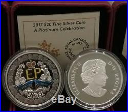 1947-2017 70th A Platinum Celebration $20 1OZ Pure Silver Proof Coin Canada