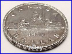 1947 Blunt 7 Canada. 800 Silver One 1 Dollar Coin B222