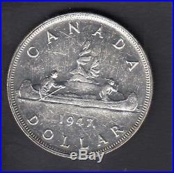 1947 Canada 1 Dollar Silver Coin Maple Leaf