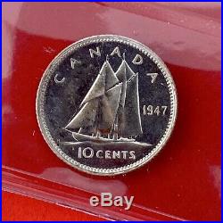 1947 Canada 10 Cent Silver Coin Dime Specimen ICCS SP-64