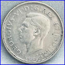 1947 Canada 25 Cents Silver Coin Dot