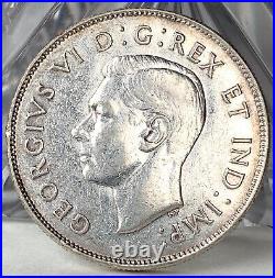 1947 Canada 50 Cents Silver Coin Straight 7 Maple Leaf George VI