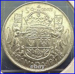 1947 Canada Curved 7 Silver 50 Cents High Grade Half Dollar Nice Coin