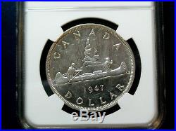 1947 DOT POINTED 7 Canada Silver Dollar NGC AU58 KEY DATE $1 COIN BUY IT NOW