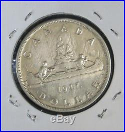 1947 ML 80% Silver Dollar Coin, About Vf+, Die Deterioration HP