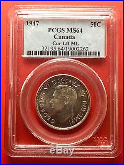 1947 ML Canada Silver Half Dollar 50 Cent Coin $900 PCGS MS 64 Maple Leaf