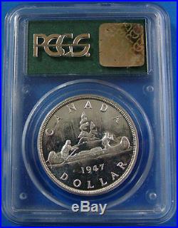 1947 MS63 Blunt 7 Canada Silver Dollar PCGS Certified Canadian $1 Coin