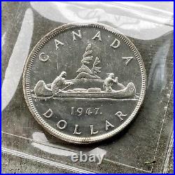1947 Maple Leaf Canada 1 Dollar Silver Coin One Dollar ICCS MS 62 Double HP
