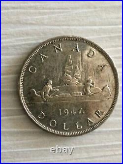 1947 Maple Leaf ML Dhp Silver Dollar Coin Canada Key Date Solid Au