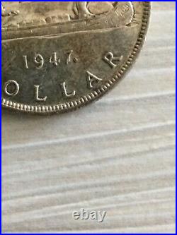 1947 Maple Leaf ML Dhp Silver Dollar Coin Canada Key Date Solid Au