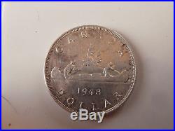 1948 1 Dollar Silver Canadian Coin. KEY DATE