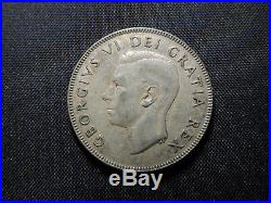 1948 50 Cent Coin Canada King George VI Fifty Cents. 800 Silver Vf Condition