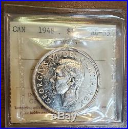 1948 CANADA $1 King George VI Silver Dollar Coin ICCS AU55 THE KING Key Date