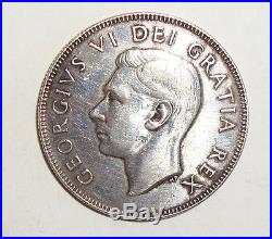 1948 Canada Fifty 50 Cents Silver Half Dollar George VI Coin Key Date
