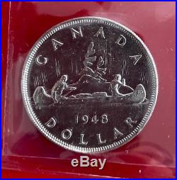 1948 Canada 1 Dollar Silver Coin One Dollar ICCS AU-55 Bright White