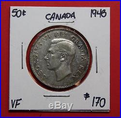 1948 Canada 50 Cent Silver Coin Fifty Half Dollar D111 $170 VF