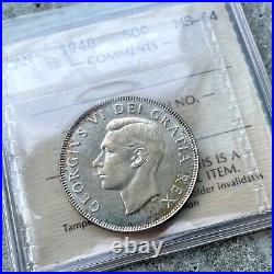 1948 Canada 50 Cent Silver Coin Half Dollar ICCS Choice Unc 64 Old Holder